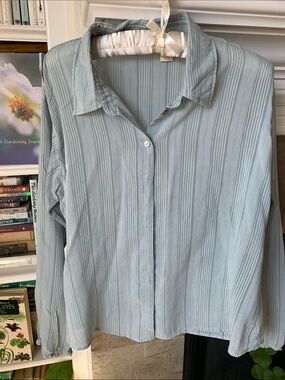 J. Jill Pale Blue Striped Button-Down Shirt
